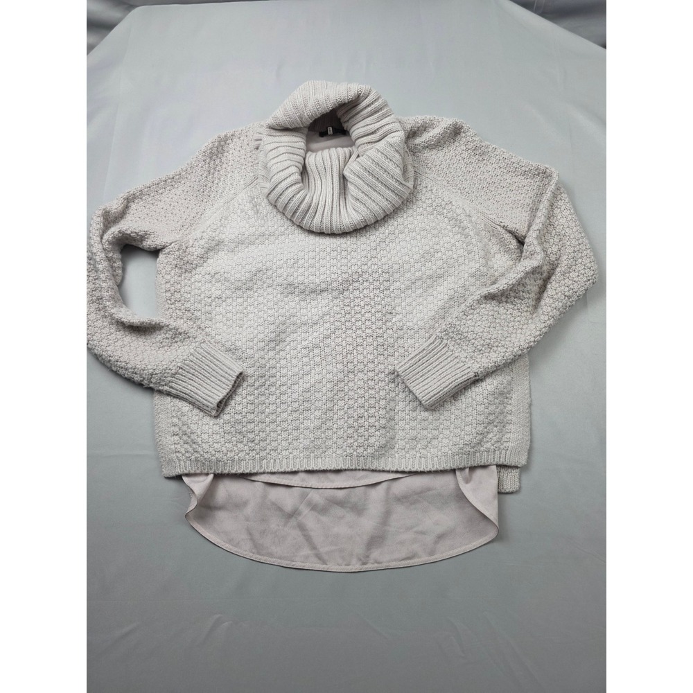 The Limited Cowl Neck Layered Sweater Beige Knit Lined SWV963966 Medium